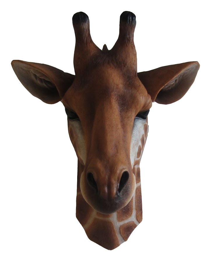 stuffed giraffe head wall mount