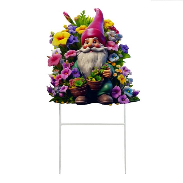 33" Metal Gnome with Flowers