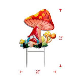 32" Metal Gnome Mushroom